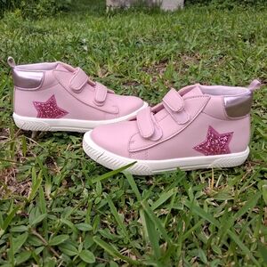 Pink Star Hightop Velcro Sneakers